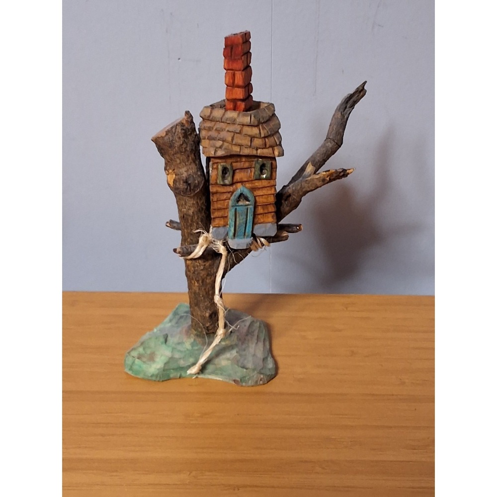 Handcrafted Set Of Wooden Sculptures. Very Detailed Whimsical Set. Lot Of 4 - Picture 13 of 16